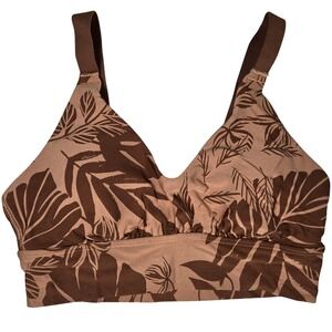 Aerie OFFLINE Tropical Leaf Print‎ Ballet Back Sports Bra Medium Support S NWT